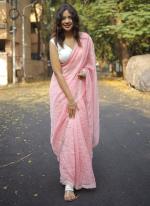 Organza Pink Party Wear Sequins Work Saree